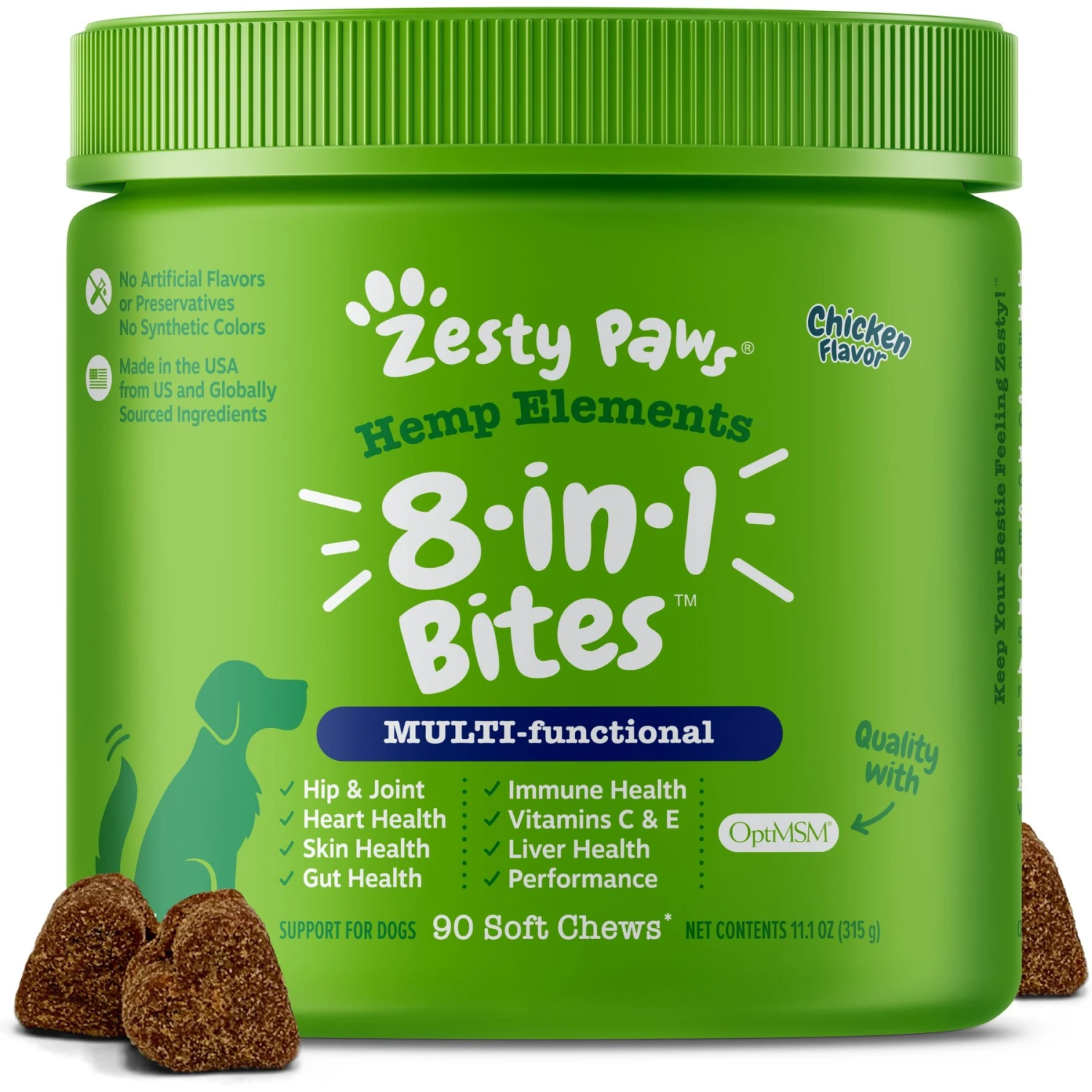 Zesty Paws Hemp Elements 8-in-1 Bites Chicken Flavored Soft Chews Multivitamin For Dogs 1 Zesty Paws Hemp Elements 8-in-1 Bites Chicken Flavored Soft Chews Multivitamin For Dogs