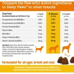 Zesty Paws Skin & Coat Bites Bacon Flavored Soft Chews Omega Fish Oil Supplement For Dogs -Pet Wellness 154828 PT4. AC SS1800 V1701932419