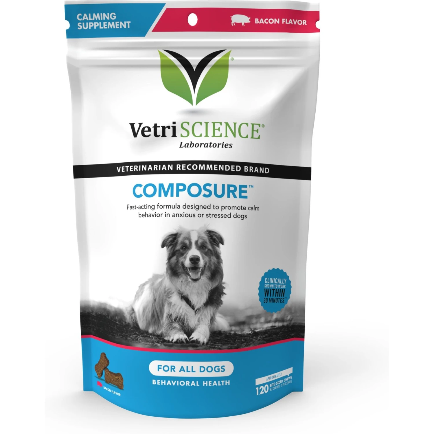 VetriScience Composure Bacon Flavored Chews Calming Supplement For Dogs 1 VetriScience Composure Bacon Flavored Chews Calming Supplement For Dogs