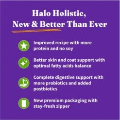 Halo Holistic Vegan Dog Food Complete Digestive Health Plant-Based Recipe With Superfoods Adult Formula Dry Dog Food -Pet Wellness 159199 PT3. AC SS1800 V1670018405