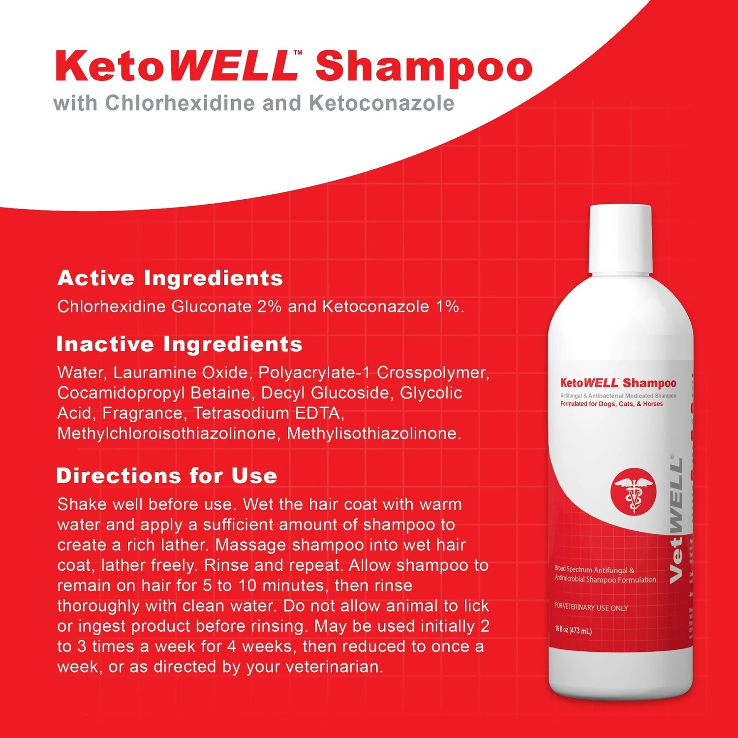 VetWELL KetoWell Antiseptic Dog, Cat & Horse Shampoo 3 VetWELL KetoWell Antiseptic Dog, Cat & Horse Shampoo - Image 3