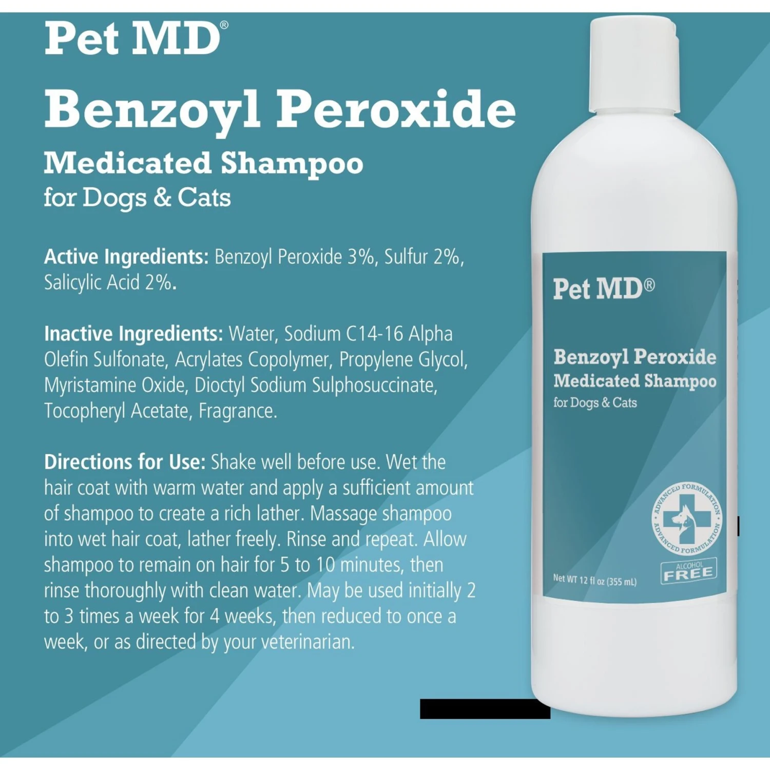 Pet MD Benzoyl Peroxide Dog & Cat Shampoo 2 Pet MD Benzoyl Peroxide Dog & Cat Shampoo - Image 2
