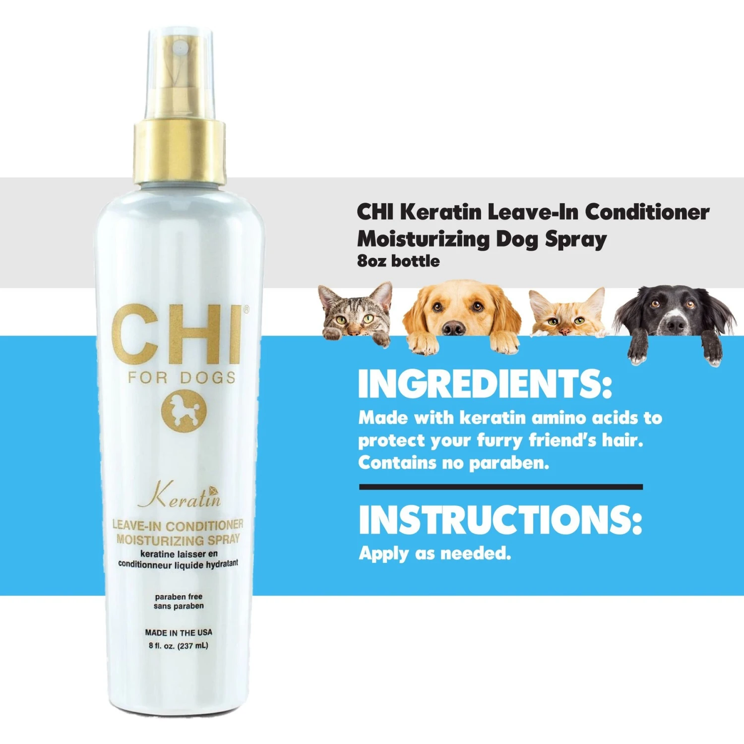 CHI Keratin Leave-In Conditioner Moisturizing Dog Spray 2 CHI Keratin Leave-In Conditioner Moisturizing Dog Spray - Image 2