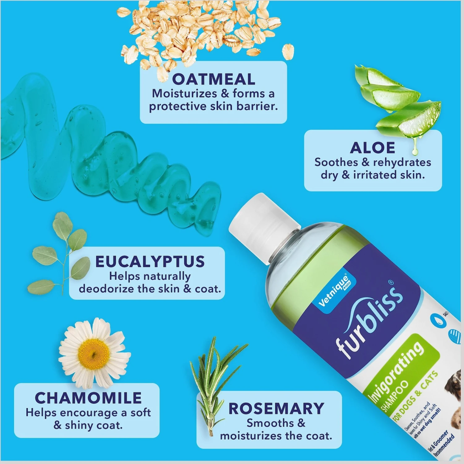 Vetnique Labs Furbliss Invigorating Shampoo With Rosemary, Eucalyptus & Oatmeal Dog & Cat Grooming Shampoo 4 Vetnique Labs Furbliss Invigorating Shampoo With Rosemary, Eucalyptus & Oatmeal Dog & Cat Grooming Shampoo - Image 4