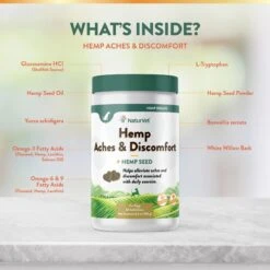 NaturVet Hemp Aches & Discomfort Glucosamine Plus Hemp Seed Dog Supplement -Pet Wellness 162206 PT4. AC SS1800 V1698693672