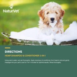 NaturVet Hemp 2-in-1 Dog Shampoo & Conditioner With Argan & Coconut -Pet Wellness 162214 PT5. AC SS1800 V1698697644