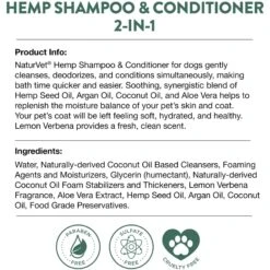 NaturVet Hemp 2-in-1 Dog Shampoo & Conditioner With Argan & Coconut -Pet Wellness 162214 PT6. AC SS1800 V1698692784