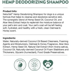 NaturVet Hemp Deodorizing Dog Shampoo With Oatmeal & Honey -Pet Wellness 162216 PT6. AC SS1800 V1698696858