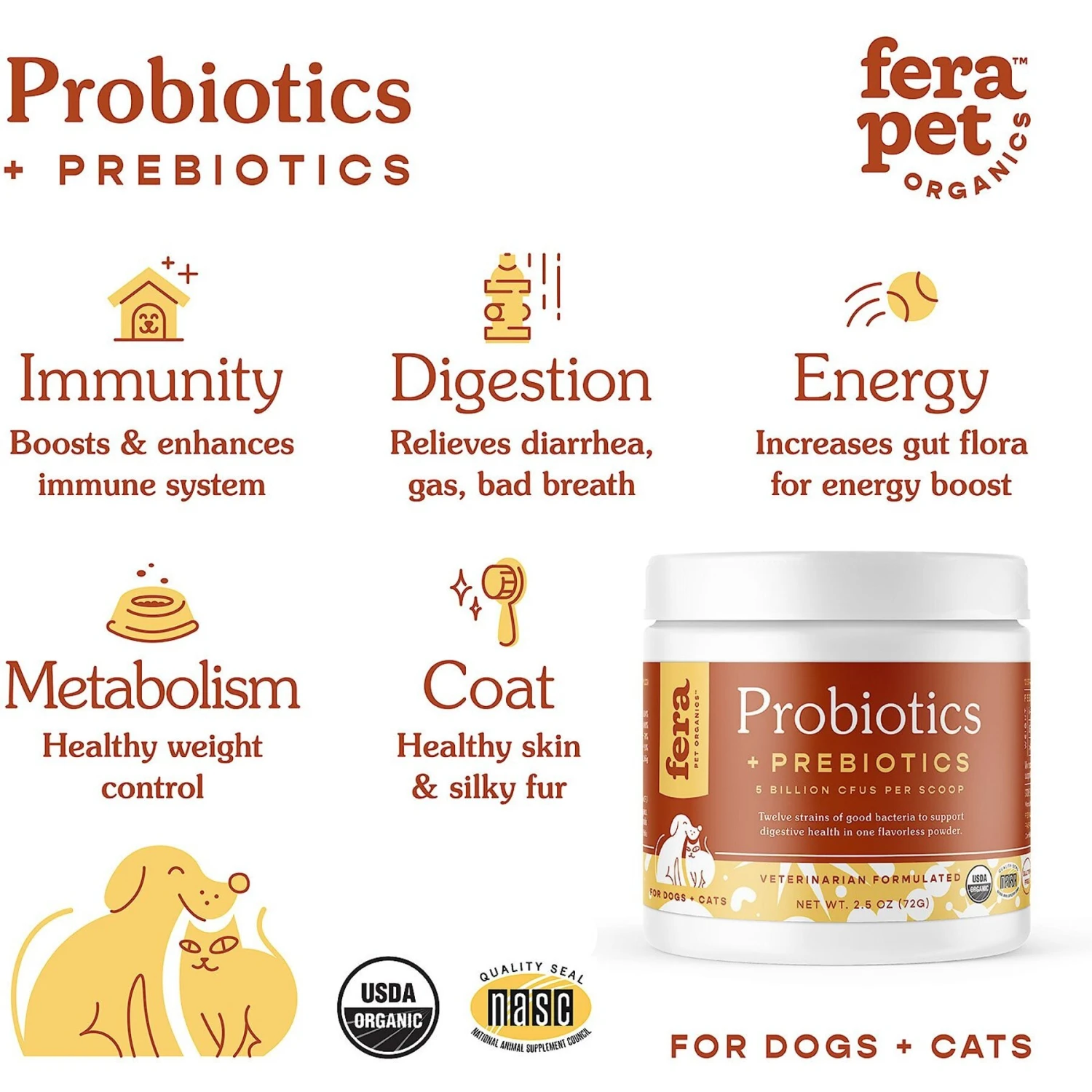 Fera Pet Organics Probiotics With Organic Prebiotics For Dogs & Cats 5 Fera Pet Organics Probiotics With Organic Prebiotics For Dogs & Cats - Image 5