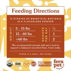 Fera Pet Organics Probiotics With Organic Prebiotics For Dogs & Cats 11 Fera Pet Organics Probiotics With Organic Prebiotics For Dogs & Cats -Pet Wellness 165102 PT5. AC SS1800 V1603327884
