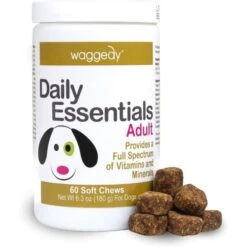 Waggedy Daily Essentials Multivitamin Adult Chew Supplement For Dogs, 60 Count