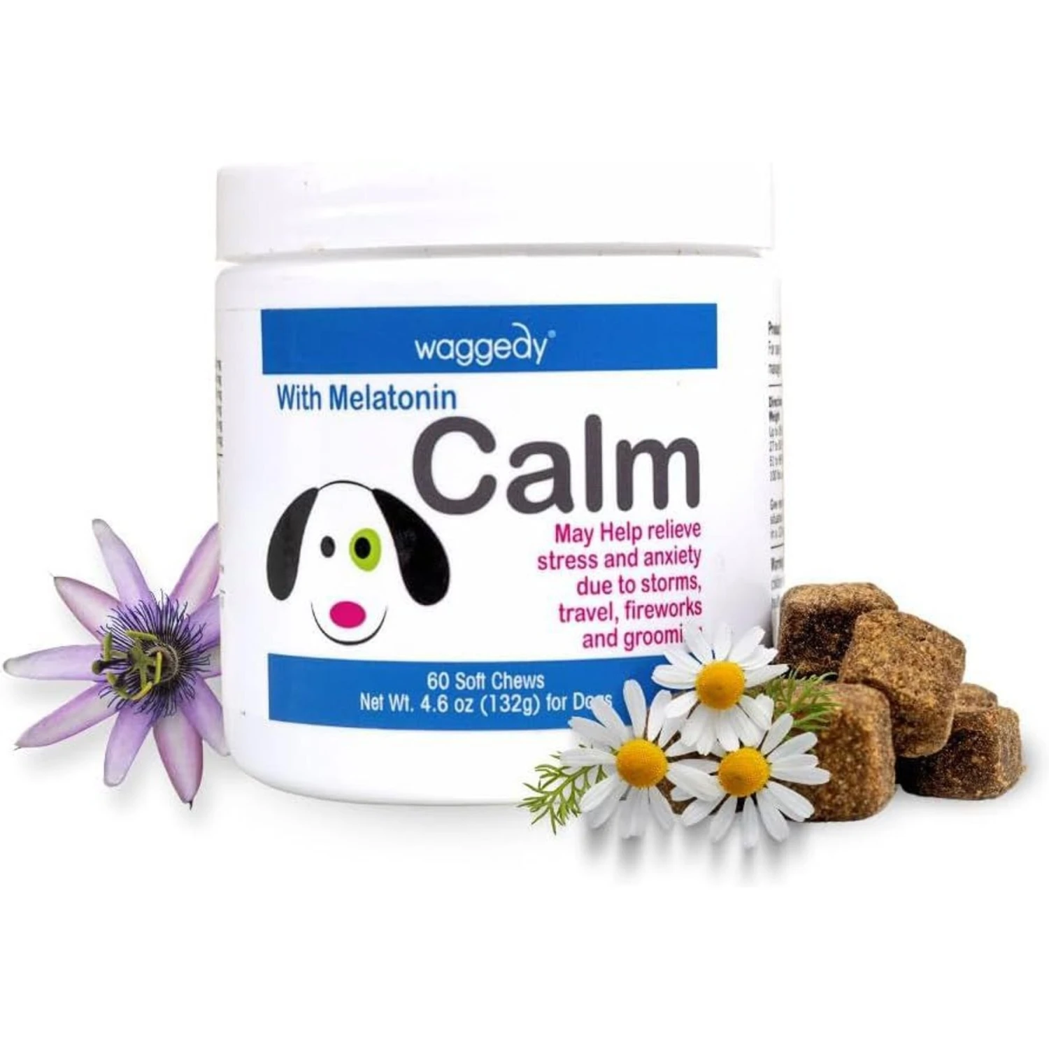 Waggedy Calm Stress & Anxiety Relief Melatonin Dog Supplement 1 Waggedy Calm Stress & Anxiety Relief Melatonin Dog Supplement