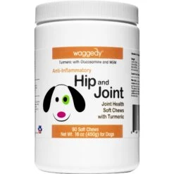 Waggedy Anti-Inflammatory Hip & Joint Soft Chews Supplement For Dogs, 90 Count