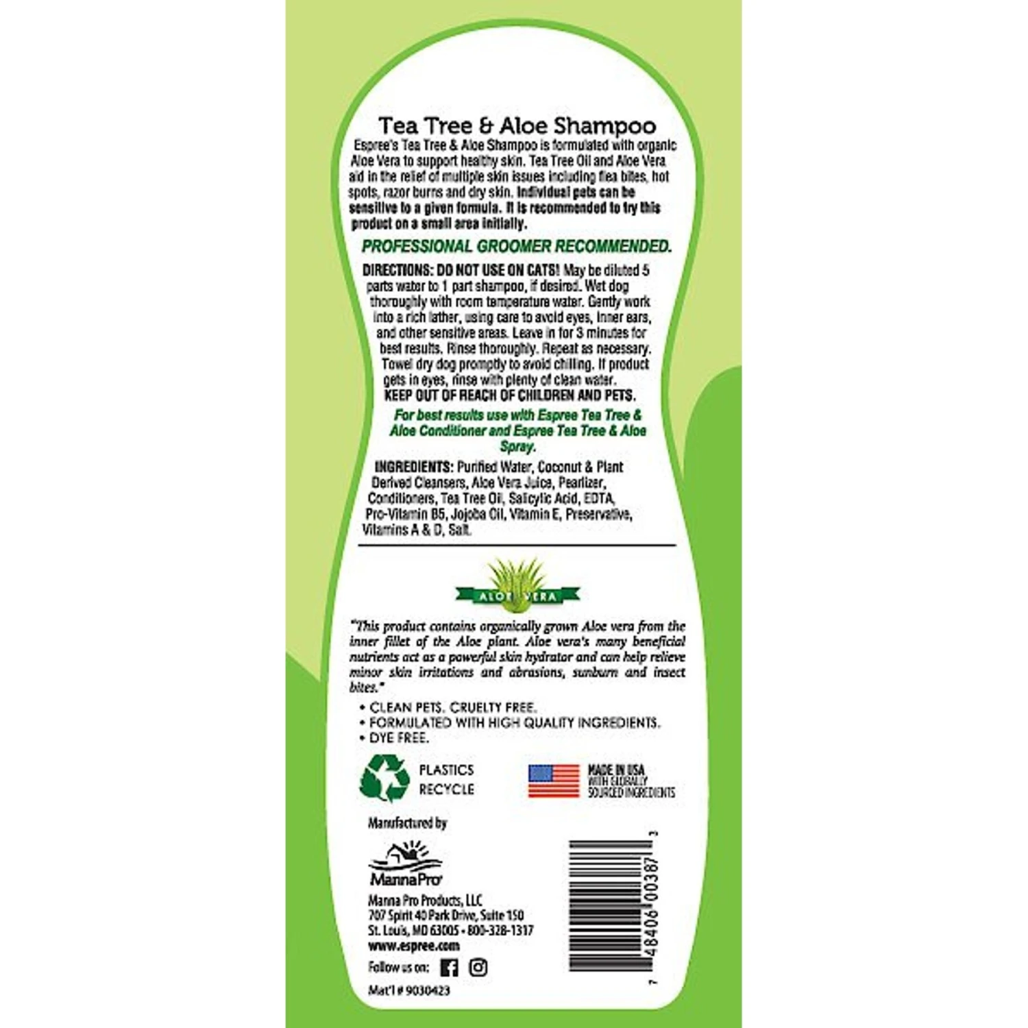 Espree Tea Tree & Aloe Vera Dog Shampoo 2 Espree Tea Tree & Aloe Vera Dog Shampoo - Image 2