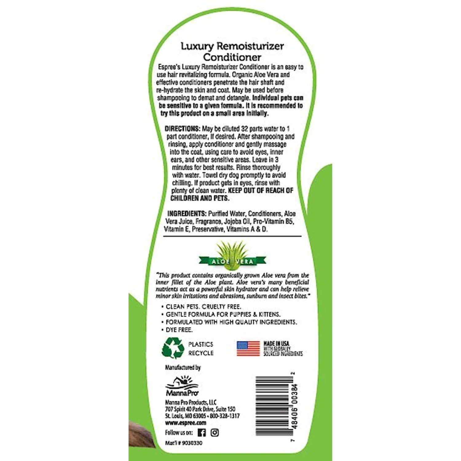 Espree Luxury Remoisturizer Aloe Vera Dog & Cat Conditioner 2 Espree Luxury Remoisturizer Aloe Vera Dog & Cat Conditioner - Image 2