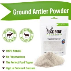 Buck Bone Organics Ground Elk & Deer Antler Powder Supplemental Dog Food Topper -Pet Wellness 167686 PT2. AC SS1800 V1682543443