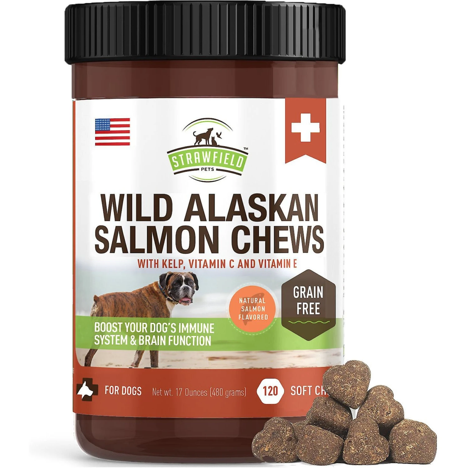 Strawfield Pets Wild Alaskan Salmon Chews Grain-Free Dog Supplement 1 Strawfield Pets Wild Alaskan Salmon Chews Grain-Free Dog Supplement