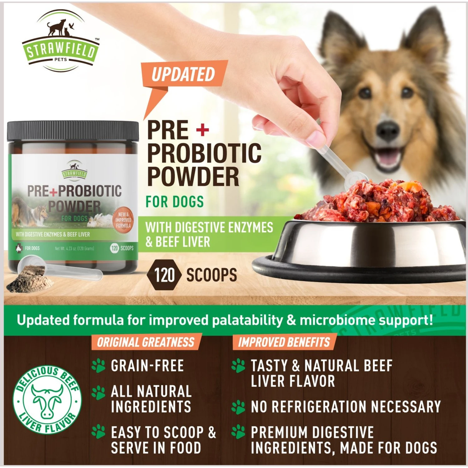 Strawfield Pets Pre + Probiotic Powder Dog Supplement 4 Strawfield Pets Pre + Probiotic Powder Dog Supplement - Image 4