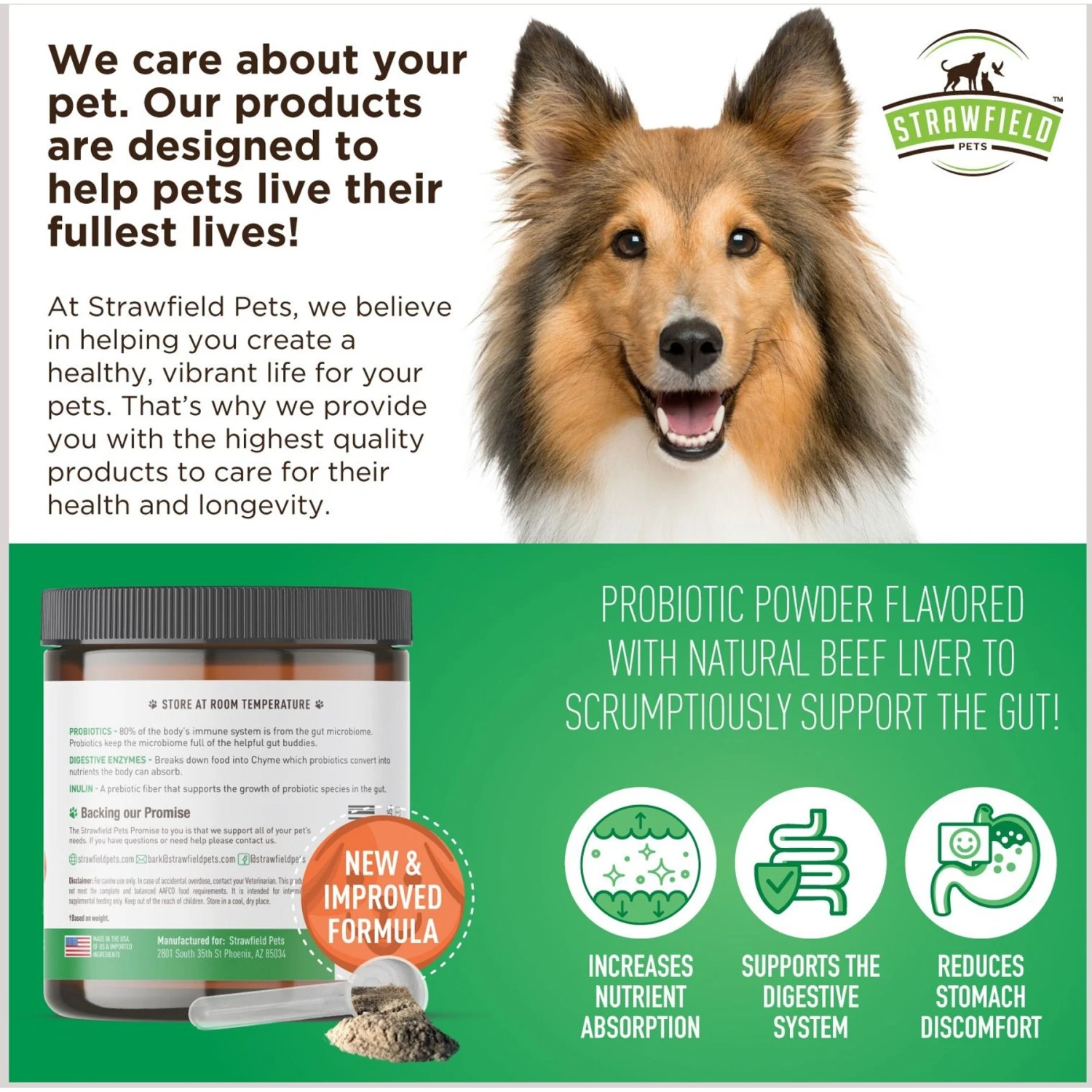 Strawfield Pets Pre + Probiotic Powder Dog Supplement 7 Strawfield Pets Pre + Probiotic Powder Dog Supplement - Image 7