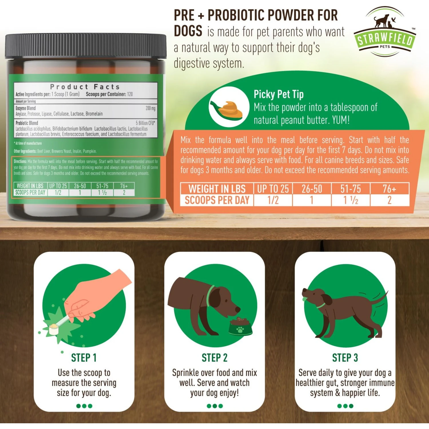 Strawfield Pets Pre + Probiotic Powder Dog Supplement 8 Strawfield Pets Pre + Probiotic Powder Dog Supplement - Image 8
