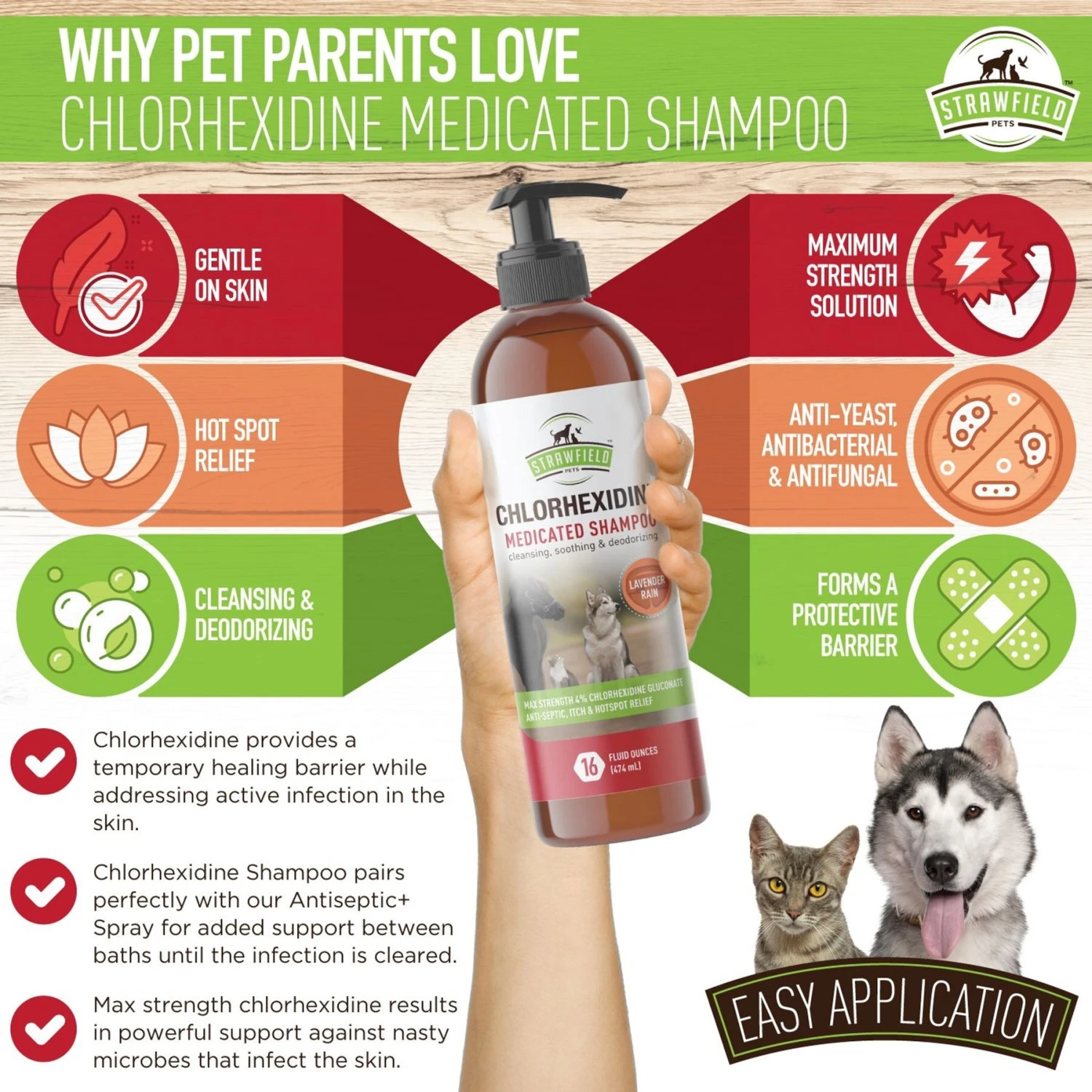 Strawfield Pets Chlorhexidine Medicated Dog, Cat & Horse Shampoo 4 Strawfield Pets Chlorhexidine Medicated Dog, Cat & Horse Shampoo - Image 4
