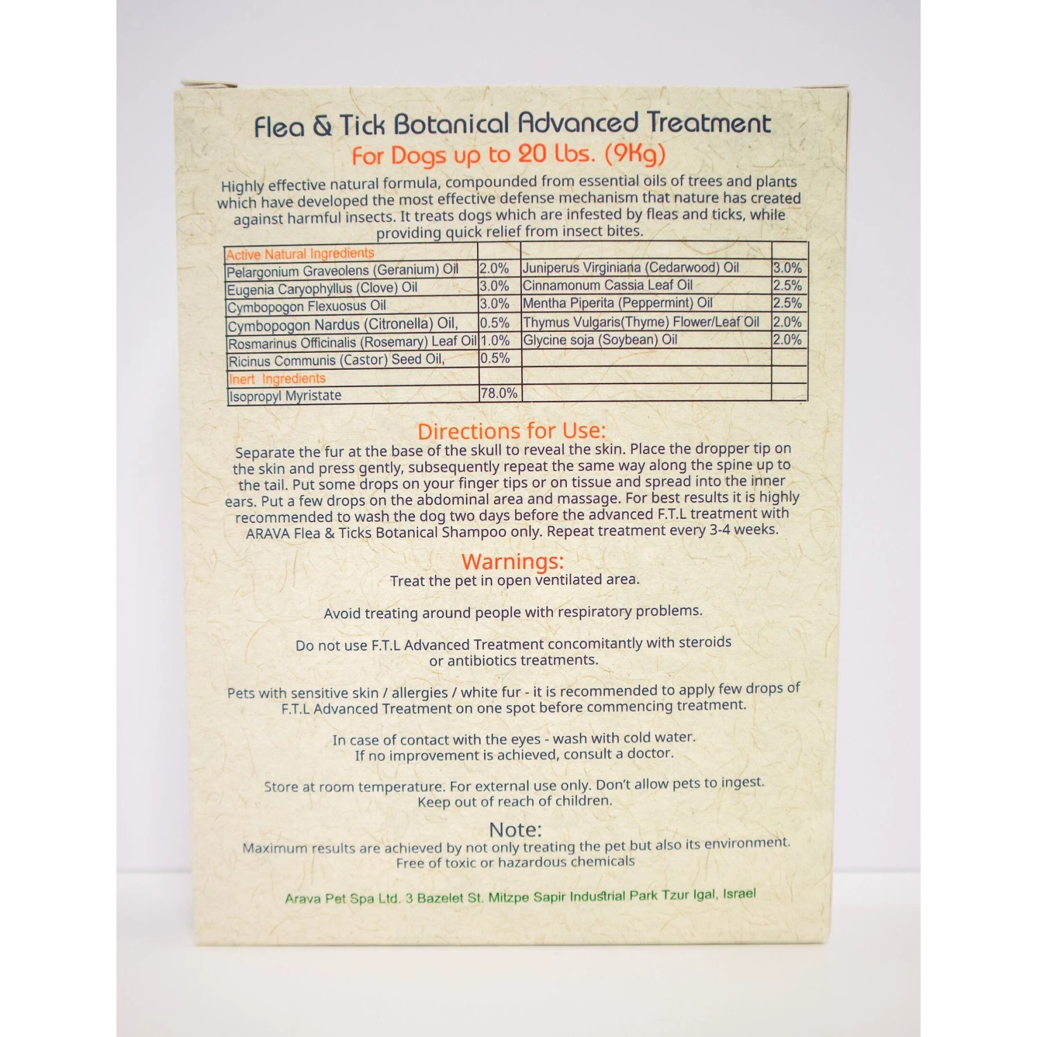 Arava Dead Sea Pet Spa Flea & Tick Spot Treatment For Dogs, Up To 20 Lbs 2 Arava Dead Sea Pet Spa Flea & Tick Spot Treatment For Dogs, Up To 20 Lbs - Image 2