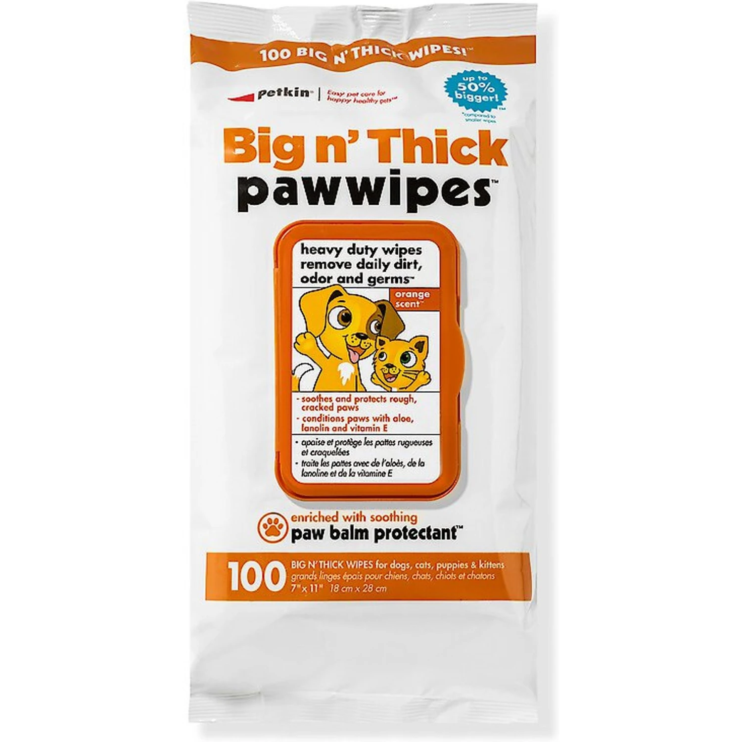 Petkin Big N' Thick Paw Wipes Dog & Cat Wipes 1 Petkin Big N' Thick Paw Wipes Dog & Cat Wipes
