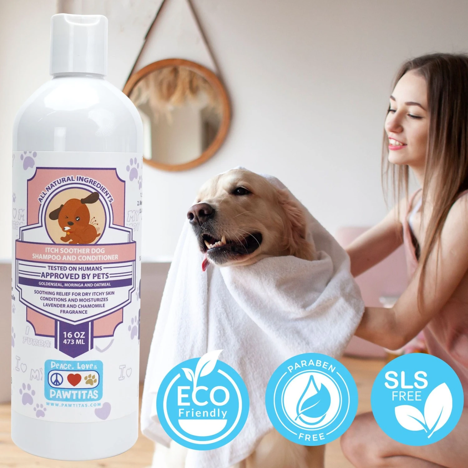 Pawtitas Organic Lavender & Chamomile Oatmeal Dog Shampoo & Conditioner 8 Pawtitas Organic Lavender & Chamomile Oatmeal Dog Shampoo & Conditioner - Image 8
