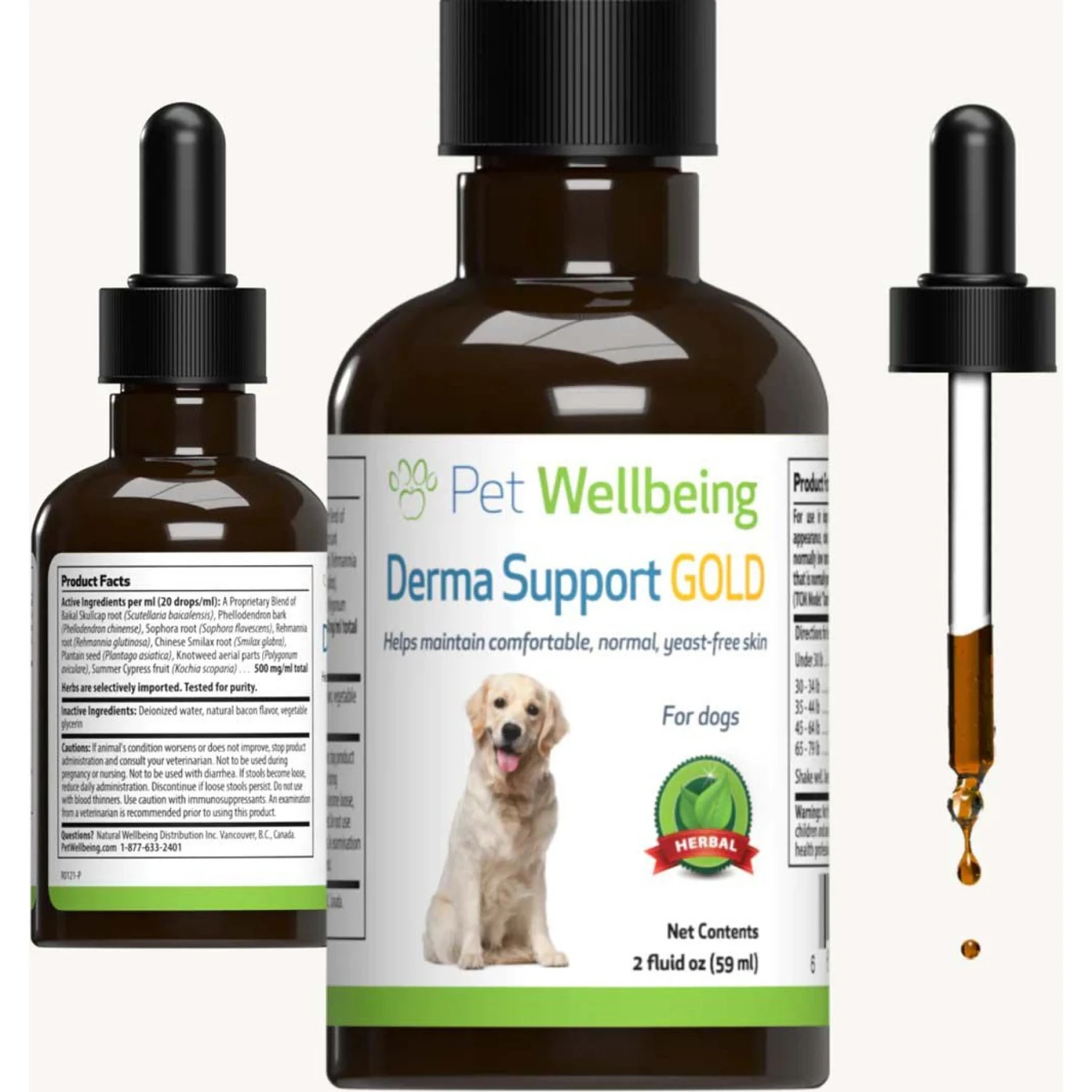 Pet Wellbeing Derma Support GOLD Liquid Skin & Coat Supplement For Dogs 2 Pet Wellbeing Derma Support GOLD Liquid Skin & Coat Supplement For Dogs - Image 2