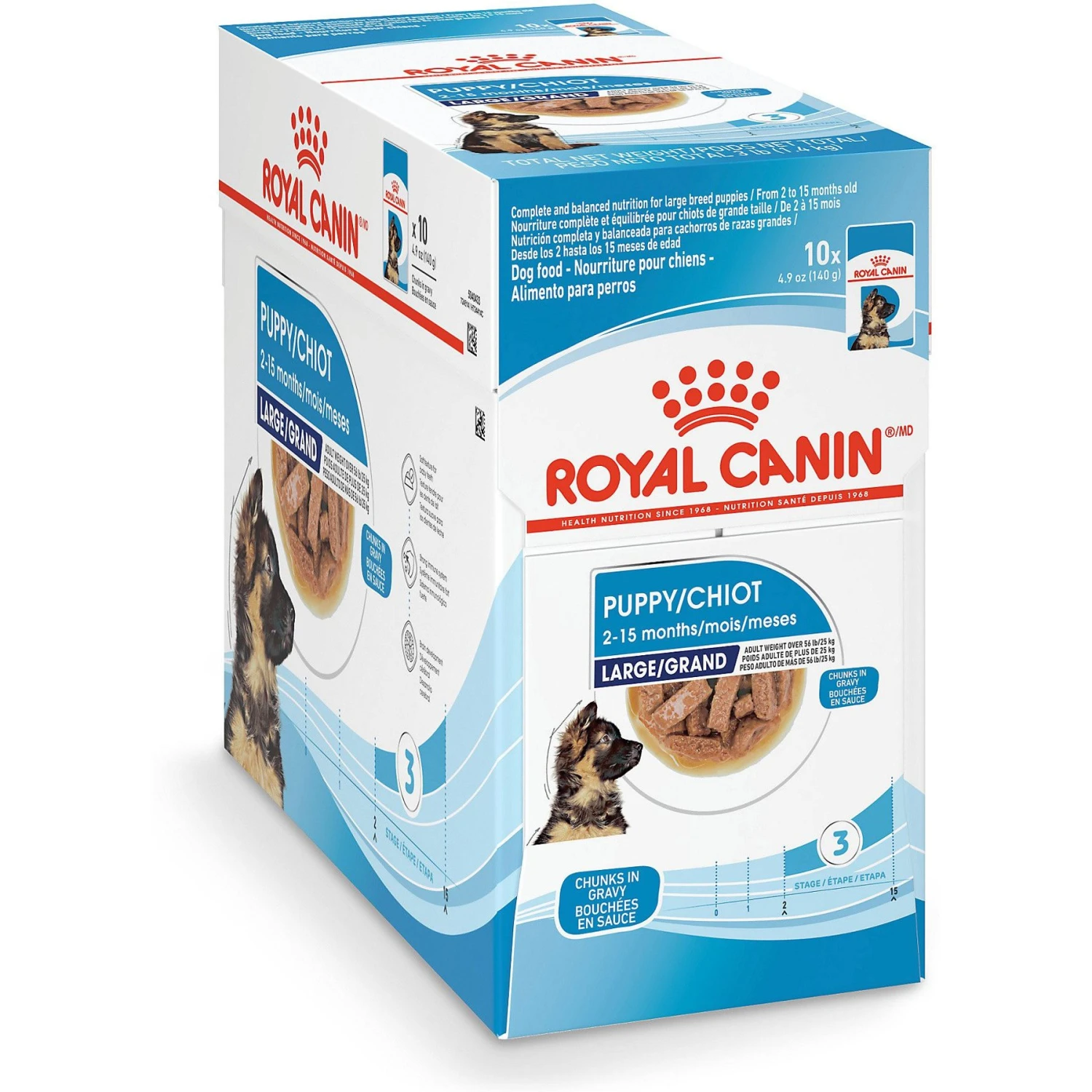 Royal Canin Size Health Nutrition Large Puppy Chunks In Gravy Dog Food Pouch, 4.9-oz, Case Of 10 1 Royal Canin Size Health Nutrition Large Puppy Chunks In Gravy Dog Food Pouch, 4.9-oz, Case Of 10