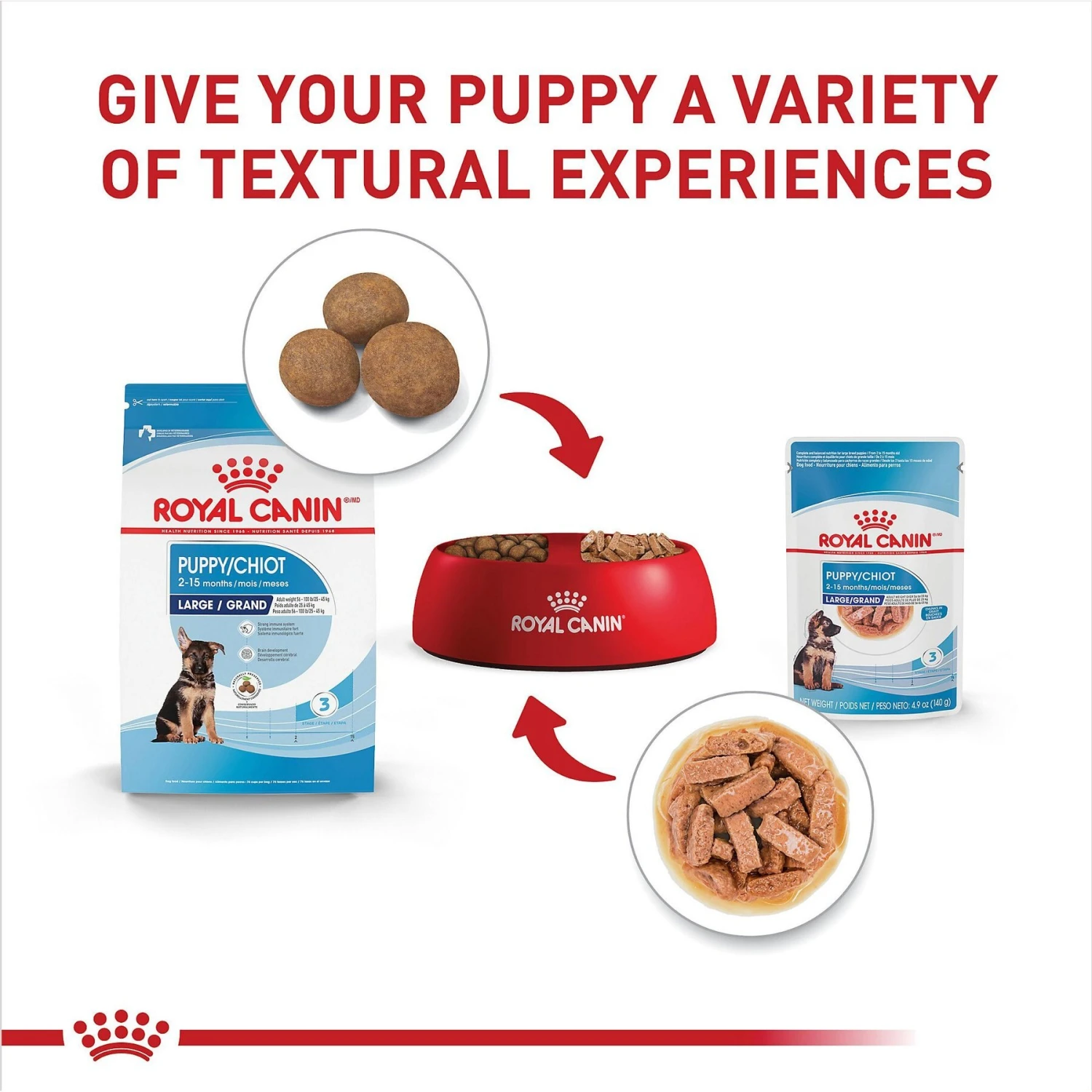 Royal Canin Size Health Nutrition Large Puppy Chunks In Gravy Dog Food Pouch, 4.9-oz, Case Of 10 5 Royal Canin Size Health Nutrition Large Puppy Chunks In Gravy Dog Food Pouch, 4.9-oz, Case Of 10 - Image 5