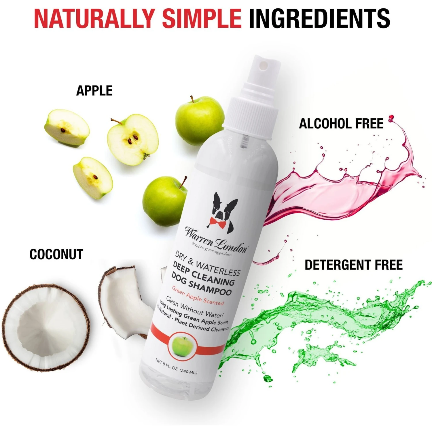 Warren London Dry & Waterless Green Apple Scented Deep Cleaning Dog Shampoo 4 Warren London Dry & Waterless Green Apple Scented Deep Cleaning Dog Shampoo - Image 4