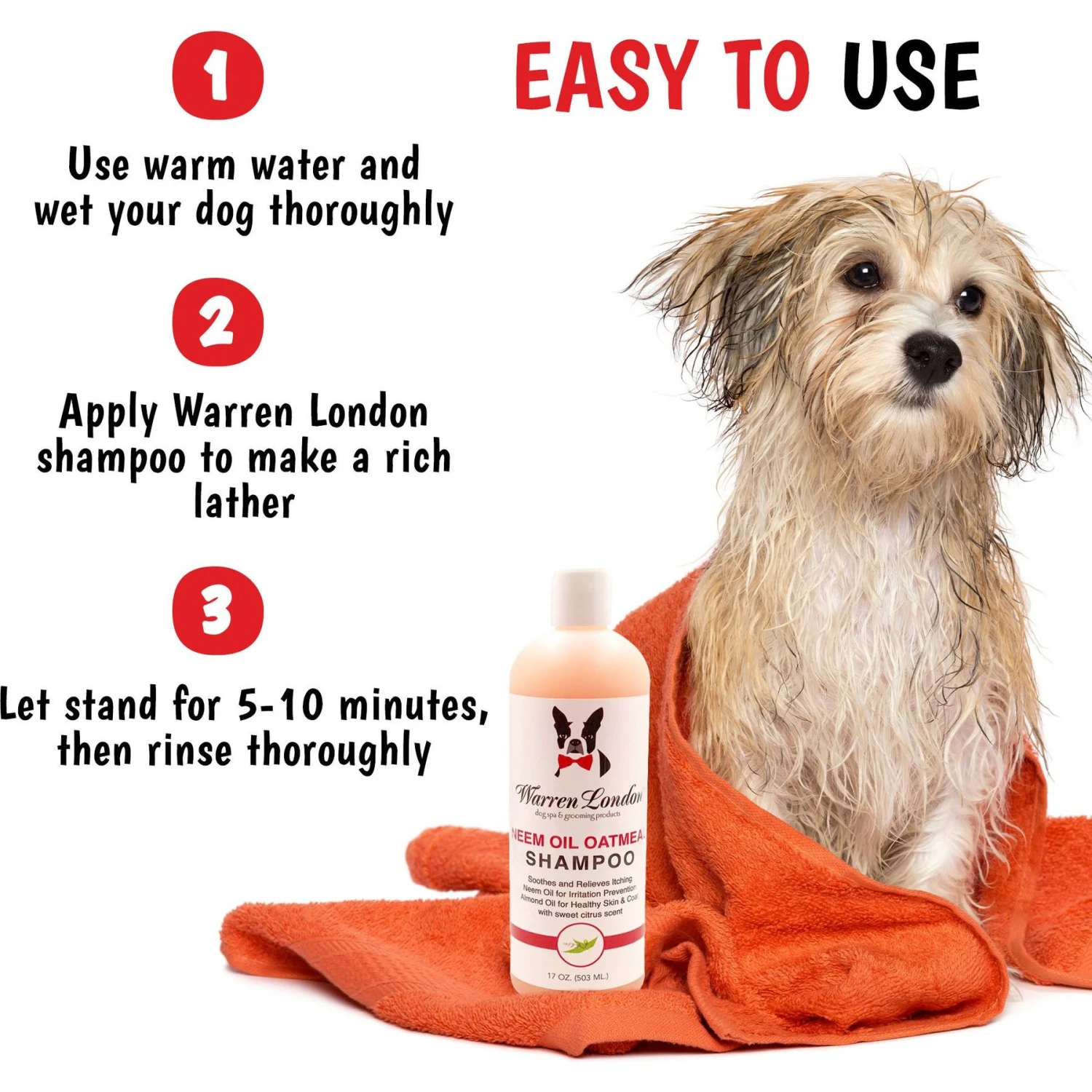 Warren London Neem Oil Flea & Tick Itch Relieving Dog Shampoo 4 Warren London Neem Oil Flea & Tick Itch Relieving Dog Shampoo - Image 4