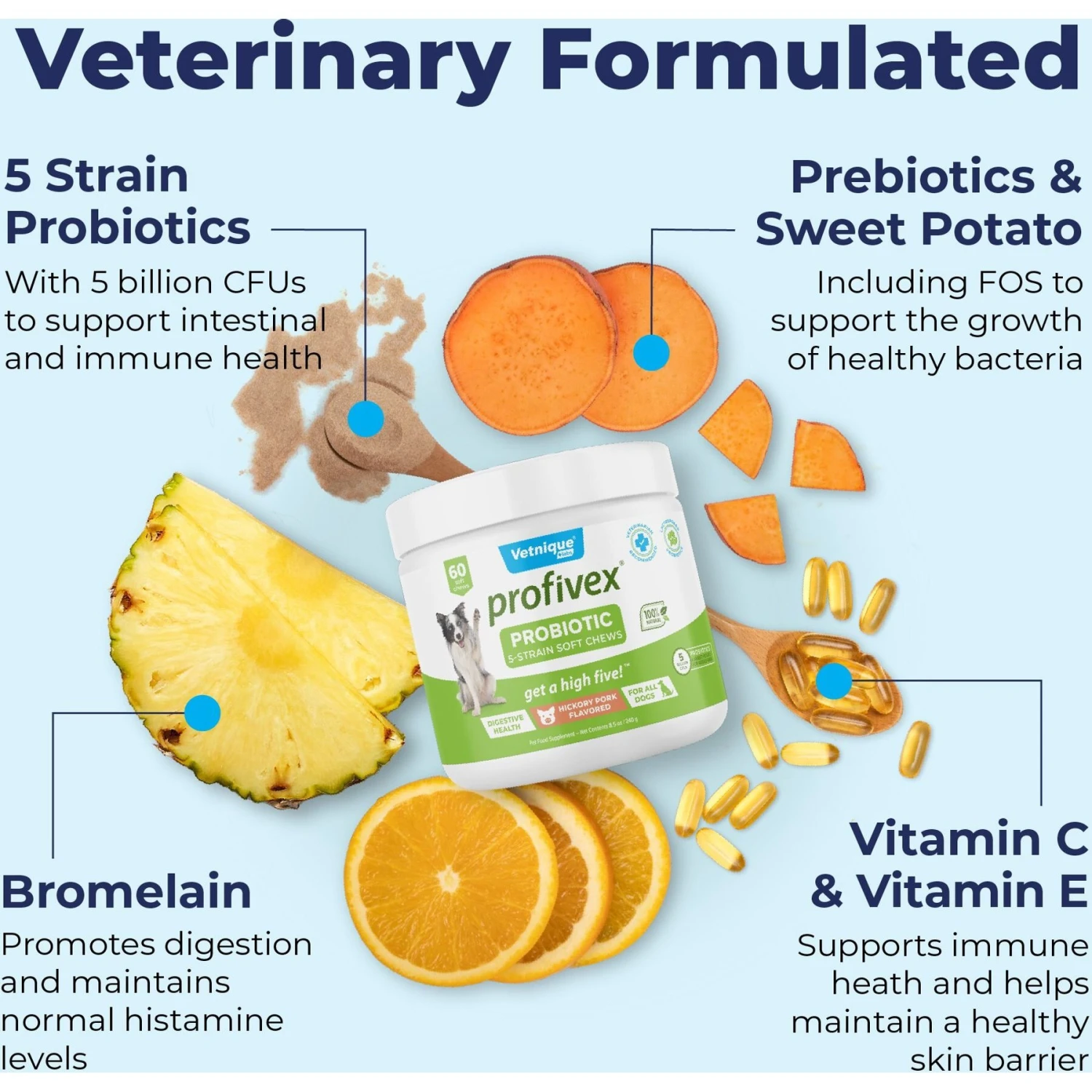 Vetnique Labs Profivex Dog Probiotic Supplement Digestive Health Probiotic, Prebiotic & Fiber Diarrhea Soft Chew Dog Supplement 4 Vetnique Labs Profivex Dog Probiotic Supplement Digestive Health Probiotic, Prebiotic & Fiber Diarrhea Soft Chew Dog Supplement - Image 4