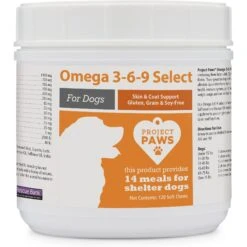 Project Paws Omega 3-6-9 Select Grain-Free Skin & Coat Support Dog Supplement Chews
