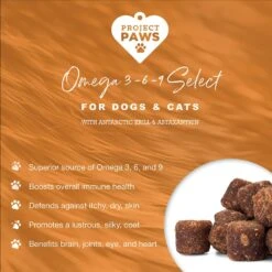 Project Paws Omega 3-6-9 Select Grain-Free Skin & Coat Support Dog Supplement Chews -Pet Wellness 186827 PT3. AC SS1800 V1564428478