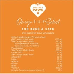 Project Paws Omega 3-6-9 Select Grain-Free Skin & Coat Support Dog Supplement Chews -Pet Wellness 186827 pt5. AC SS1800 V1574178195