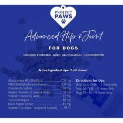 Project Paws Advanced Grain-Free Hip & Joint Dog Supplement Chews 13 Project Paws Advanced Grain-Free Hip & Joint Dog Supplement Chews -Pet Wellness 186829 PT5. AC SS1800 V1564428453