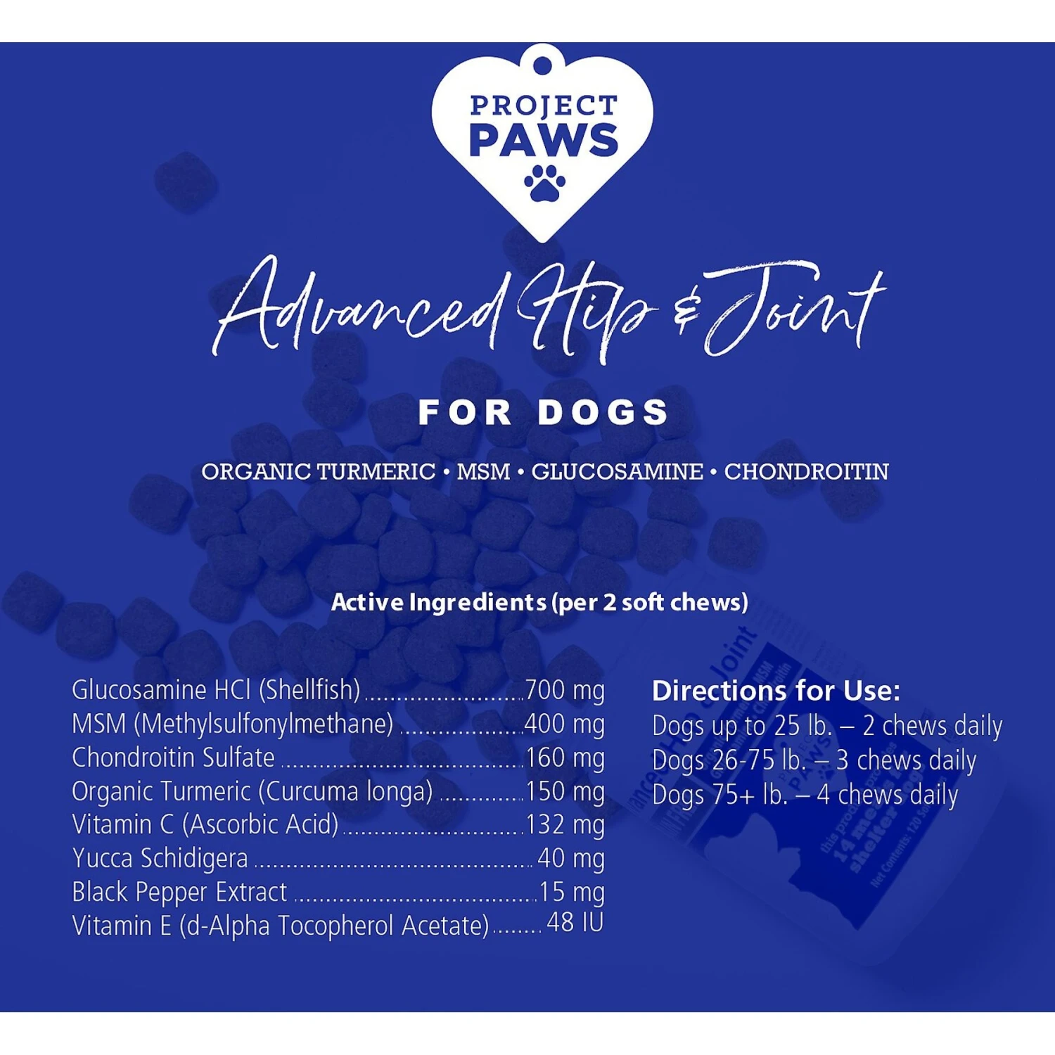 Project Paws Advanced Grain-Free Hip & Joint Dog Supplement Chews 6 Project Paws Advanced Grain-Free Hip & Joint Dog Supplement Chews - Image 6