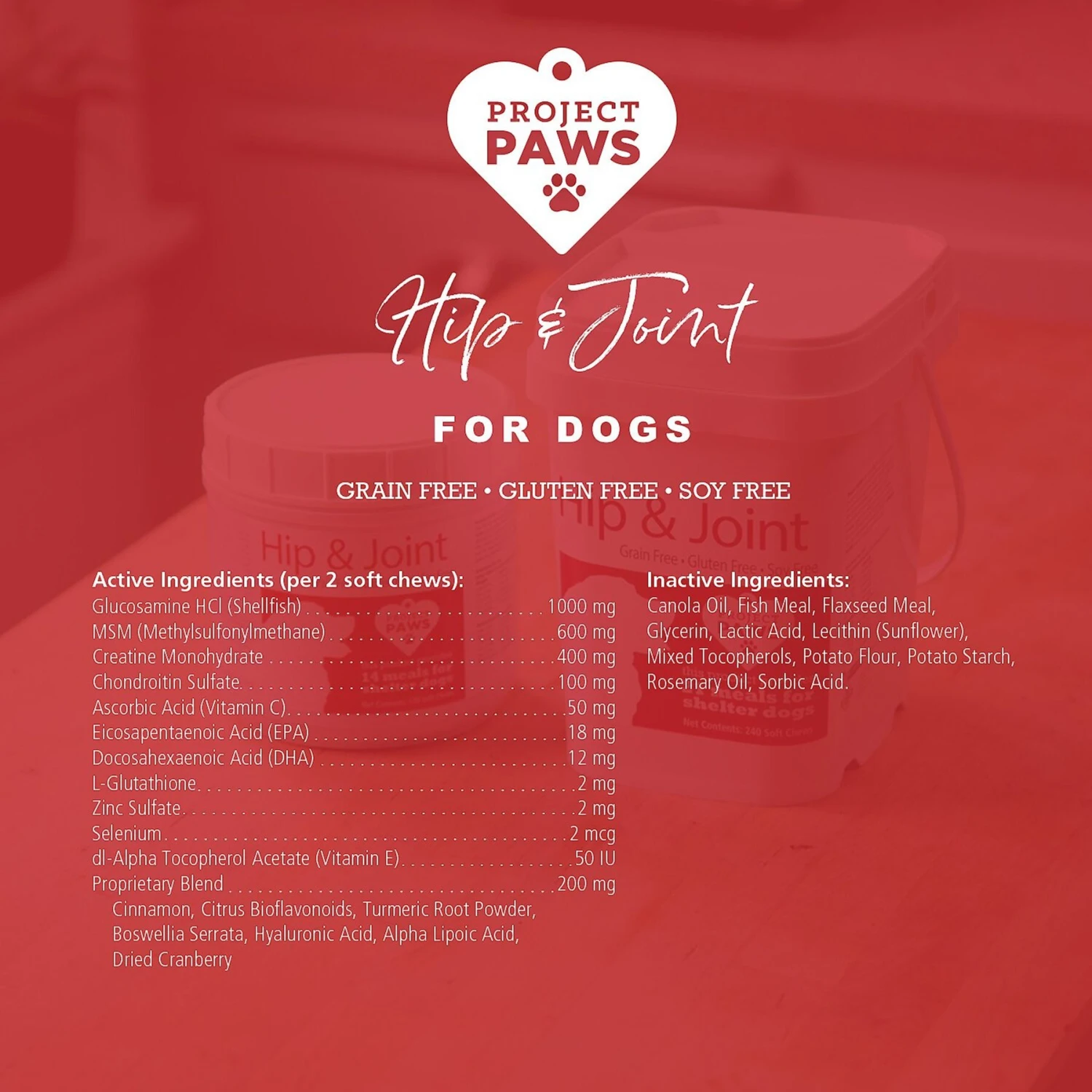 Project Paws Original Grain-Free Hip & Joint Dog Supplement Chews 6 Project Paws Original Grain-Free Hip & Joint Dog Supplement Chews - Image 6