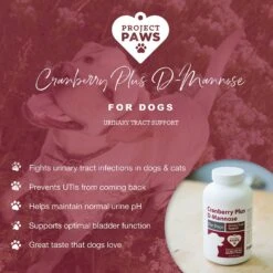 Project Paws Cranberry Plus D-Mannose Urinary Tract Support Chewable Dog Supplement -Pet Wellness 186847 PT3. AC SS1800 V1564428785