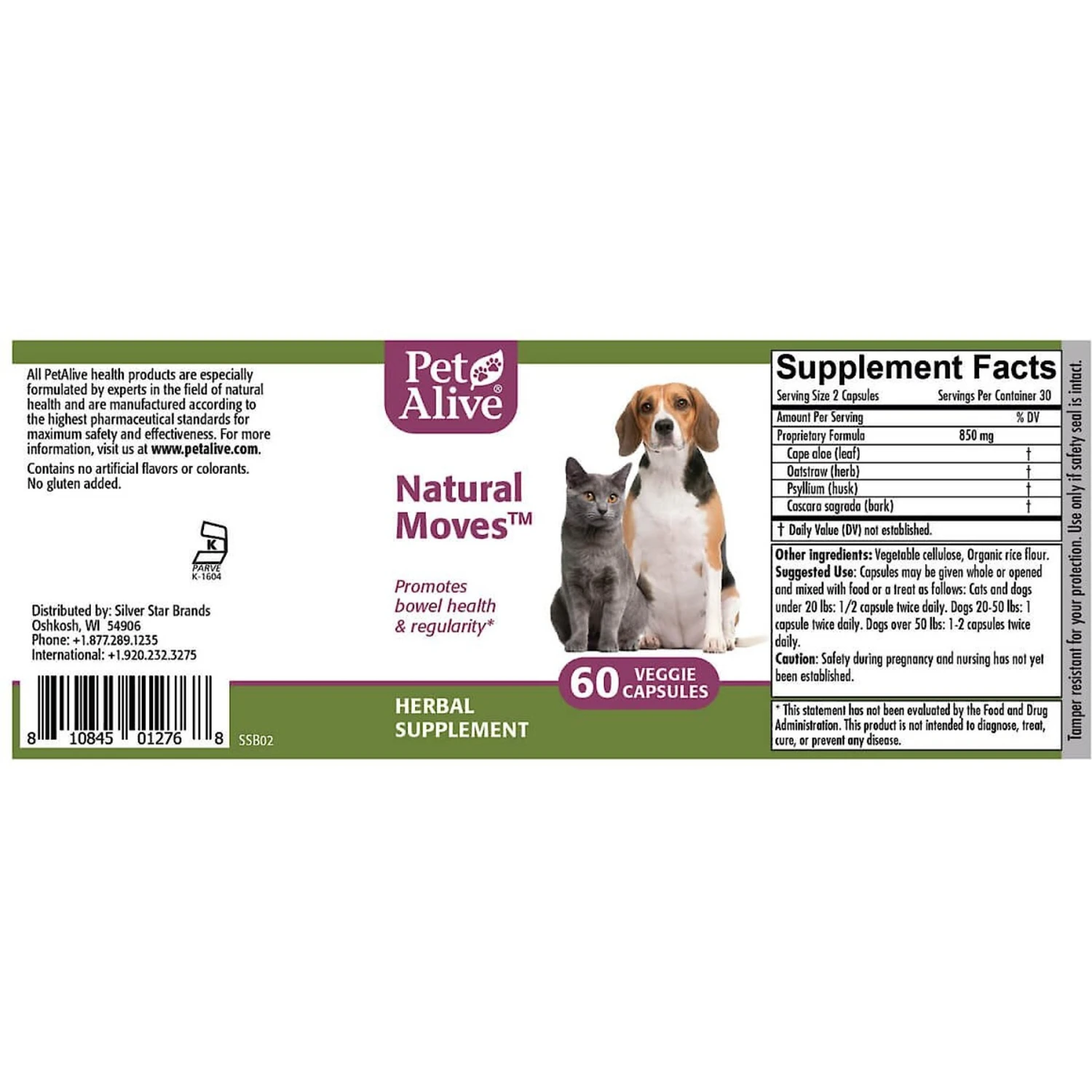 PetAlive Natural Moves Bowel Health Dog & Cat Supplement, 60 Count 2 PetAlive Natural Moves Bowel Health Dog & Cat Supplement, 60 Count - Image 2