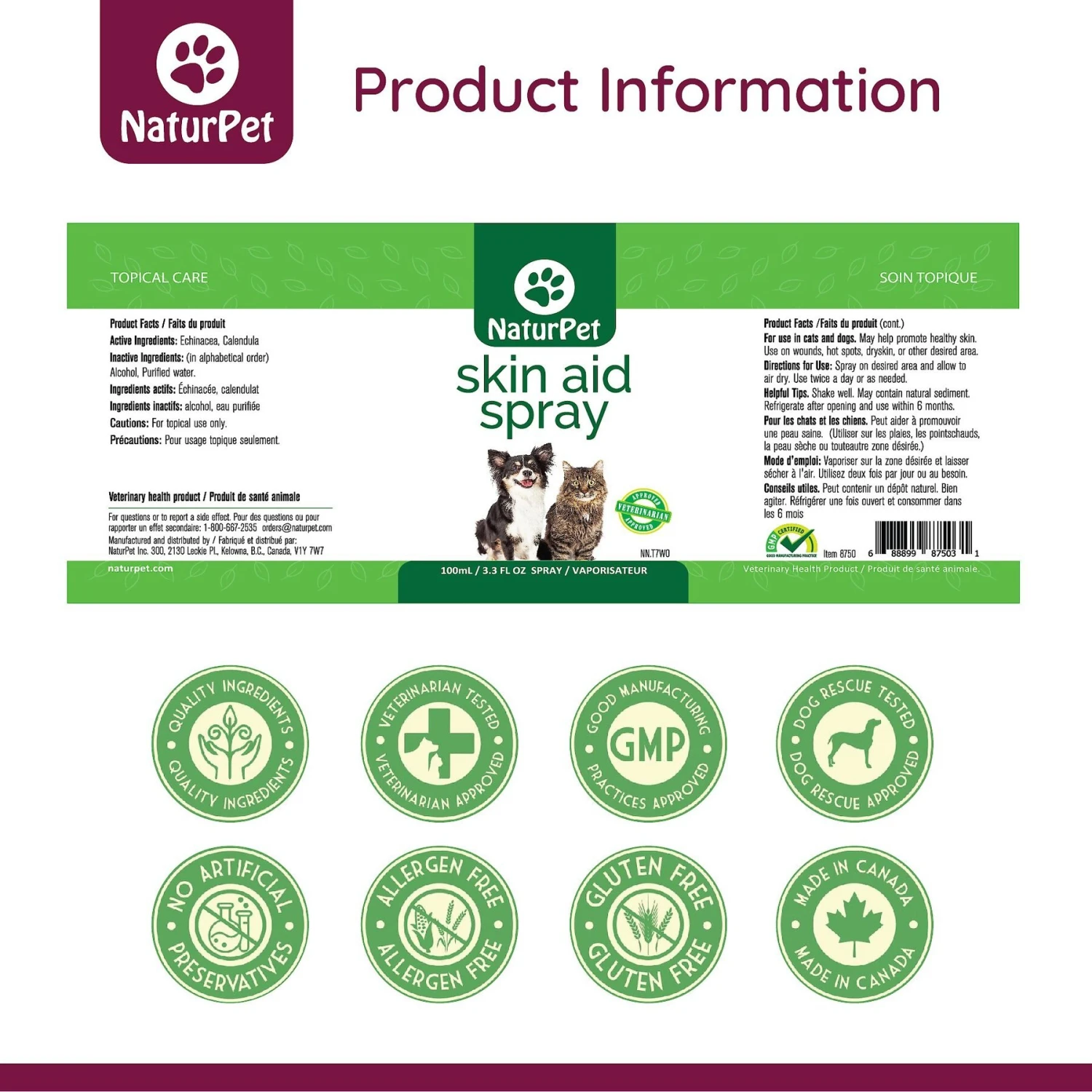 NaturPet Skin Aid Spray Pet Supplement 4 NaturPet Skin Aid Spray Pet Supplement - Image 4