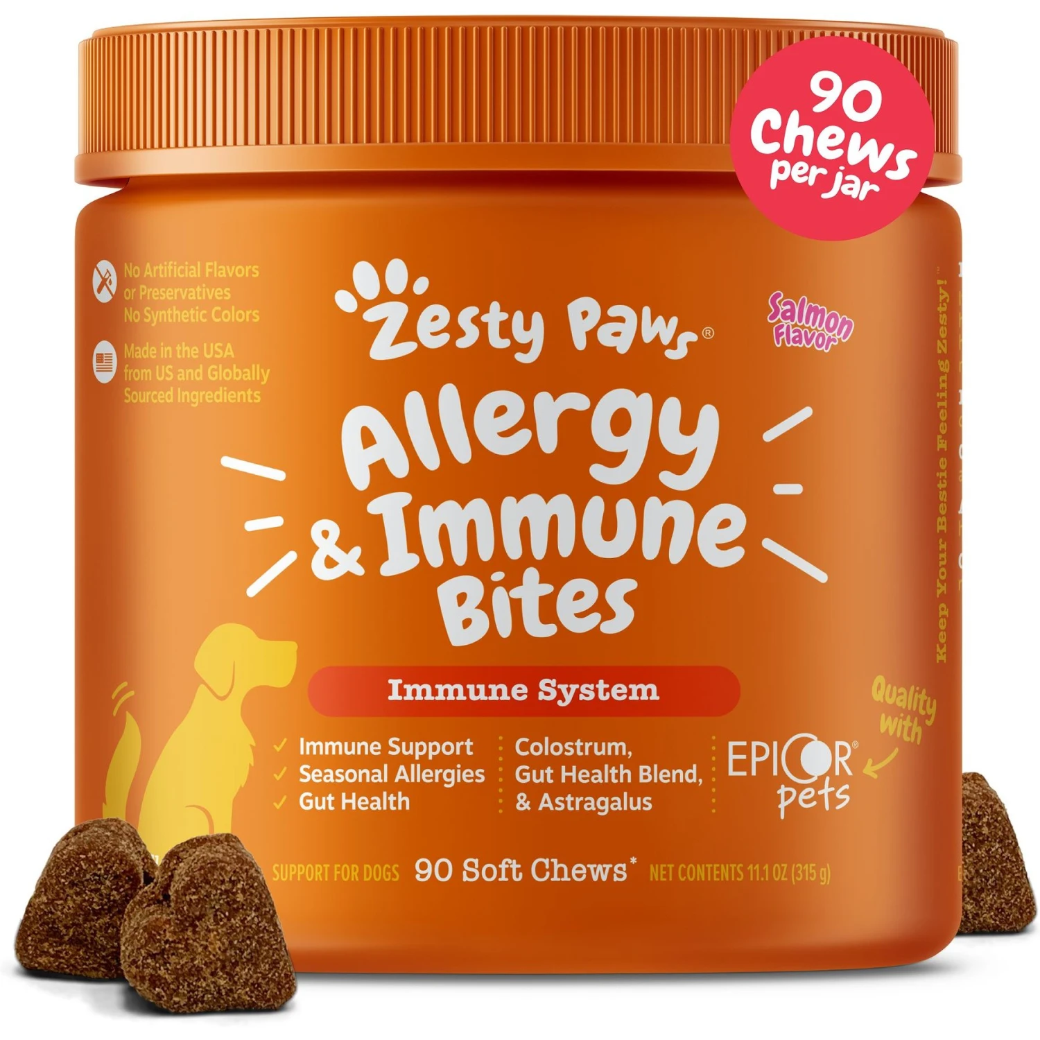 Zesty Paws Allergy & Immune Bites Salmon Flavored Soft Chews Allergies, Immune, & Gut Support Supplement For Dogs 1 Zesty Paws Allergy & Immune Bites Salmon Flavored Soft Chews Allergies, Immune, & Gut Support Supplement For Dogs