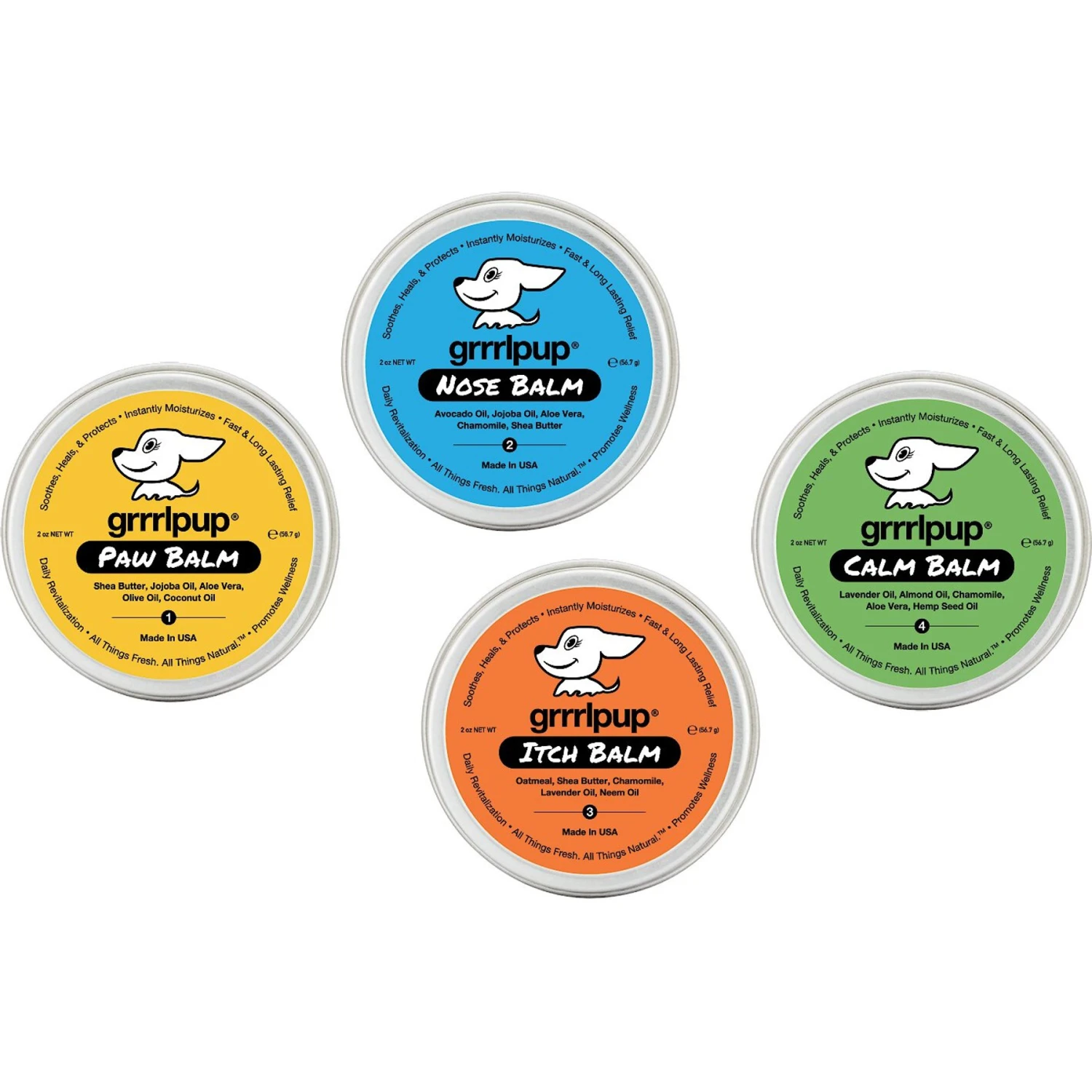 Grrrlpup Paw, Nose, Itch & Calm Dog Balm Set, 4 Count, 2-oz Bottle 1 Grrrlpup Paw, Nose, Itch & Calm Dog Balm Set, 4 Count, 2-oz Bottle