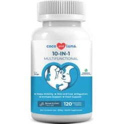 Coco And Luna 10-in-1 Bacon & Liver Flavored Chewable Tablet Multivitamin For Dogs, 120 Count