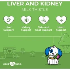 Coco And Luna Liver & Kidney Milkthistle Bacon & Liver Flavor Dog Supplement, 120 Count -Pet Wellness 199331 PT2. AC SS1800 V1647628336