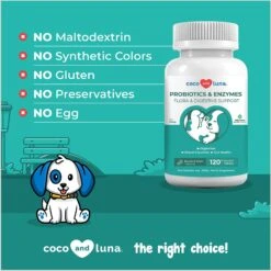 Coco And Luna Probiotics & Enzymes Bacon & Liver Flavor Dog Supplement, 120 Count -Pet Wellness 199335 PT4. AC SS1800 V1650301602