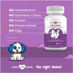 Coco And Luna Hip & Joint Bacon & Liver Flavor Dog Supplement, 120 Count -Pet Wellness 199337 PT4. AC SS1800 V1650301598