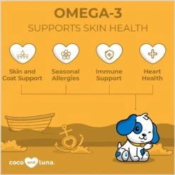 Coco And Luna Omega 3-6-9 Skin & Coat Bacon & Liver Flavor Dog Supplement, 120 Count -Pet Wellness 199339 PT2. AC SS1800 V1657656137